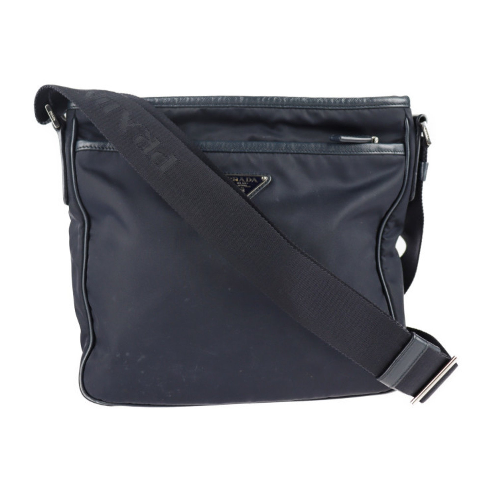 Prada Test Shoulder Bag 2vh797 Nylon Leather Navy Messenger